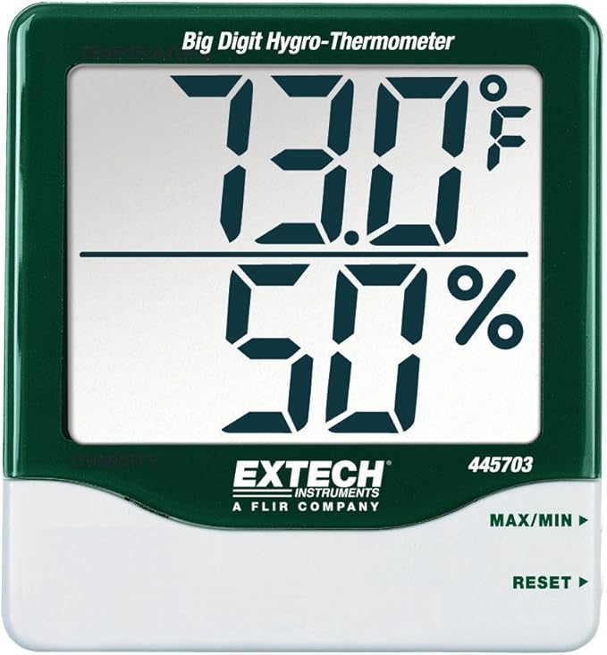 Extech 445703 Big Digit Indoor Humidity & Temperature Meter, Digital Hygrometer by Extech