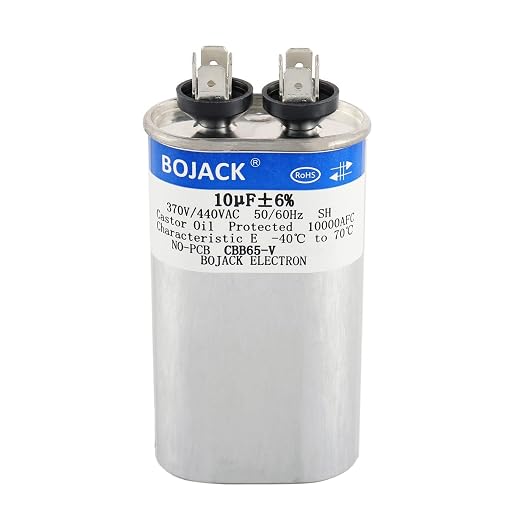BOJACK 10 uF ±6% 10 MFD 370V/440V CBB65 Oval Run Start Capacitor by BOJACK