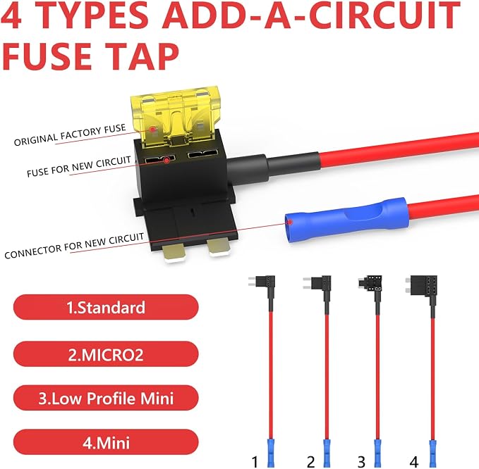 Newdeli 20 Pack 12V Fuse Tap Car Add-a-Circuit Adapter and Fuse Kit - Image 3
