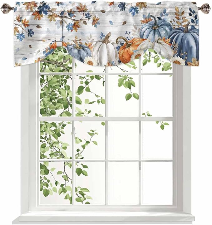Thanksgiving Pumpkin Tie Up Valance Curtains - Image 5