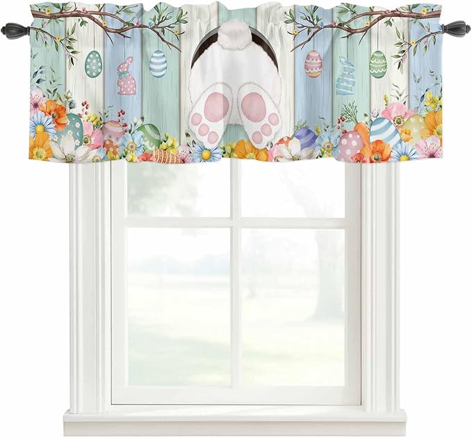 Easter Curtain Valances for Windows, Kitchen Valance Window Treatment, Spring by Unknown