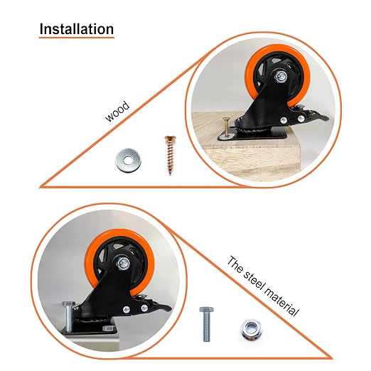 4" Caster Wheels, Casters Set of 8 Heavy Duty - Image 5