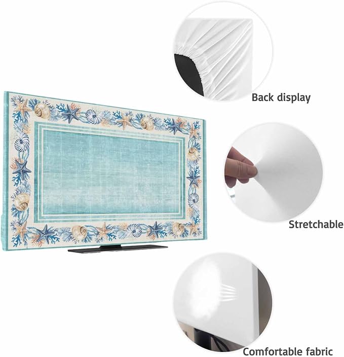 Summer Ocean Starfish Conch Coral Indoor TV Cover, Elastic TV Screen Protector - Image 7
