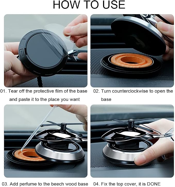 Car Air Freshener, Al Alloy Solar Helicopter Diffuser, Home&Car Décor|Blue | - Image 5