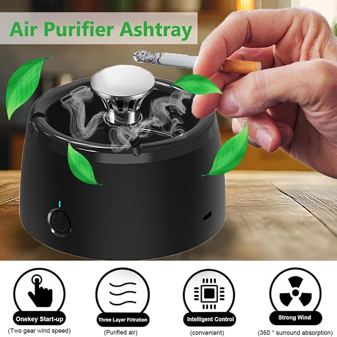 Smokeless Ashtray Smoke Removing Multifunctional 2 in 1 Air Purifier Portable - Image 4