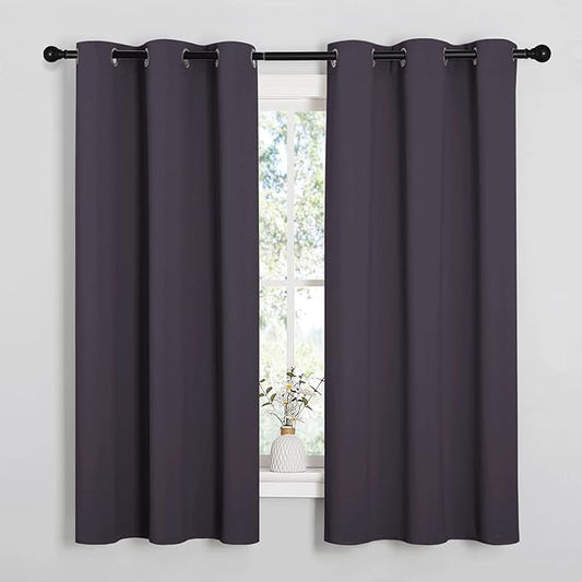 NICETOWN Greyish Purple Blackout Curtains 68 inches Length for Laundry Room, 2 Panels, 42" Wide, Thermal Insulated Decoration Drapes for Office Window