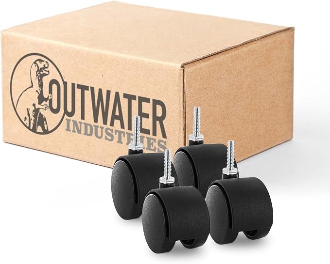 2" Wheel Diameter | Black Nylon Swivel Hooded Samson Twin Wheel Caster | 1/4-20 by OutwaterIndustries