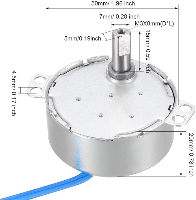 uxcell Synchronous Motor AC 100-127V 4-5RMP 50-60Hz 4W Double Flat Shaft CW/CCW - Image 3