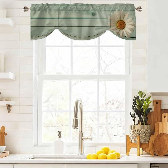 Daisy Flower Tie Up Valance Curtains - Image 9