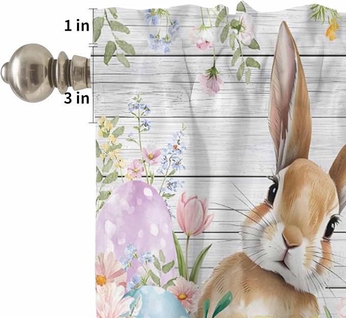 Kitchen Curtains Tiers and Valance Set of 3, Easter Light Filtering Window - Image 5