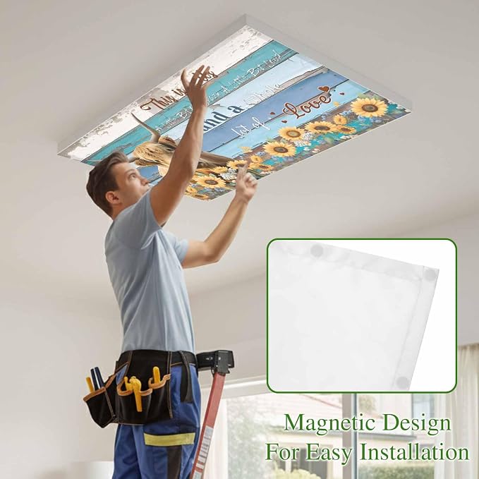 1 Pack Highland Cow Flower Fluorescent Light Covers Country Farmhouse Cow - Image 3