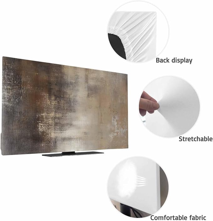 Vintage Shbby Chic Rock Indoor TV Cover, Elastic TV Screen Protector Abstract - Image 7