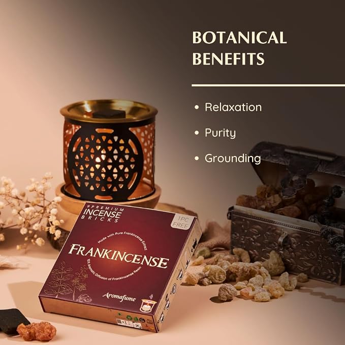 Frankincense Incense Bricks & Tree of Life Exotic Burner by Aromafume | 2 Trays - Image 4