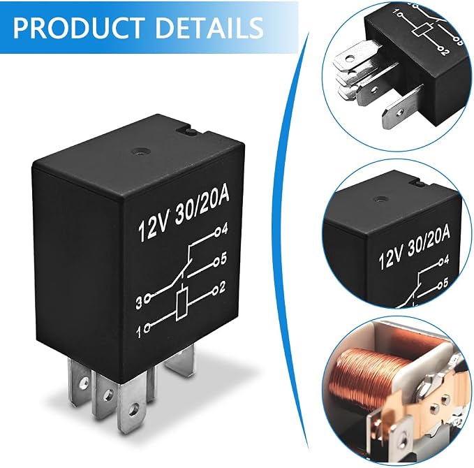 2-Pack 5 Pin 12V 30A Multi-Purpose Automotive Relay, Heavy Duty Stable Relay - Image 4