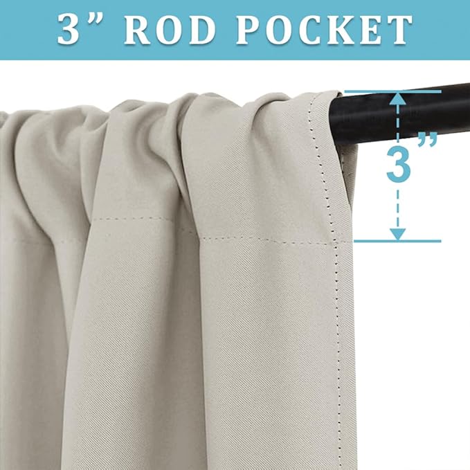 RYB HOME Cafe Curtains 24 inch Length, RV Curtains for Camper Windows, Mini Short Small Insulating Light UV Heat Blocking Privacy Half Window Tiers, Width 29 by Length 24, Natural, 2 Panels