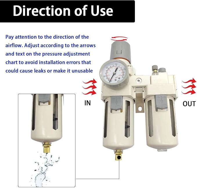 YSIL 1/2" NPT Compressed Air Filter Regulator Lubricator Two Units Combo Air - Image 5