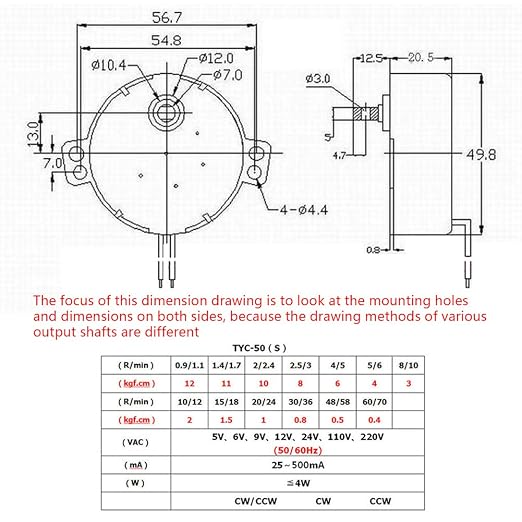 Fielect 2Pcs Synchronous Motor AC 110V 8-10RPM Turntable Motor CW/CCW Direction - Image 6