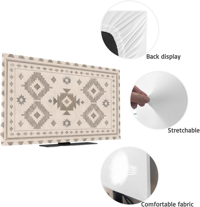 RetroTribal Geometric Southwestern Indoor TV Cover, Elastic TV Screen Protector - Image 7