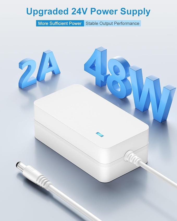 ALITOVE 24V DC Power Supply White 2A AC Adapter 100-240V to 24 Volt Transformer - Image 2