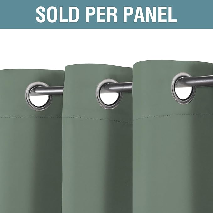 H.VERSAILTEX Blackout Curtain for Living Room Thermal Insulated Window Treatment Curtain Extra Long 84 inch Length Energy Saving Solid Grommet Top Blackout Drape, One Panel, Green Bay, 52" W x 84" L