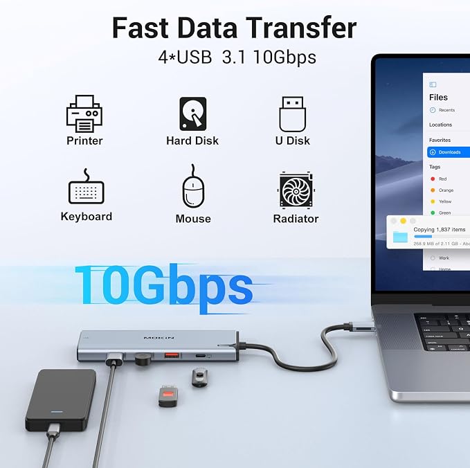 USB C to USB C Hub Multiport Adapter, USB C Splitter Dual Monitor - Image 7