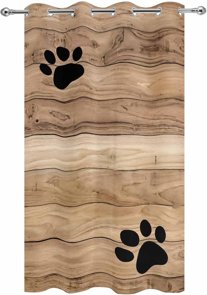 Wood Grain Outdoor Curtains for Patio Claws Animals Wooden Brown Waterproof - Image 9
