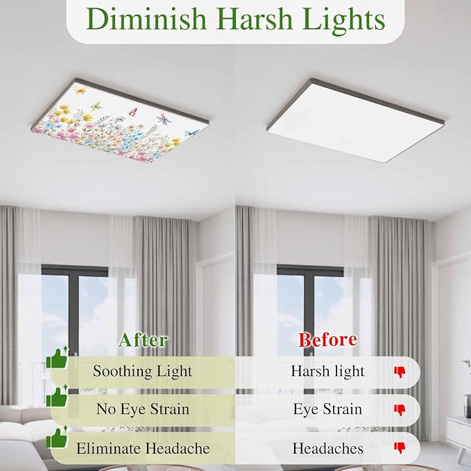 Fluorescent Light Covers for Ceiling Lights Spring Flowers Magnetic Light - Image 5