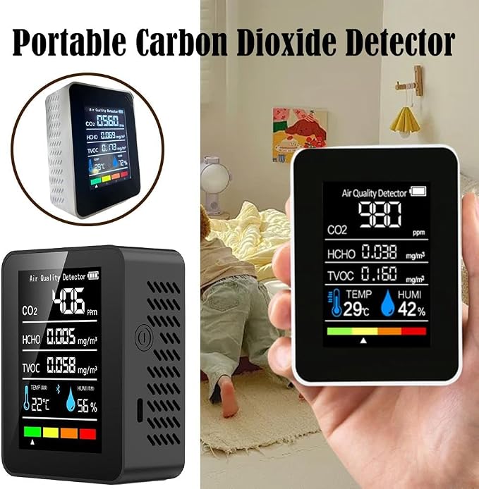 Air Quality Monitor, CO2 Monitor, 5in1 Indoor CO2 Detector Formaldehyde HCHO - Image 3