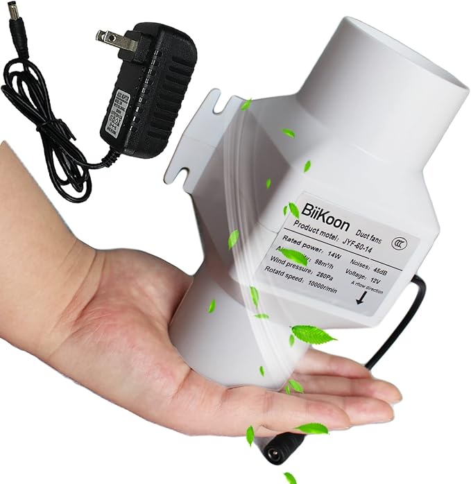 Small Inline Duct Fan 12V 2.36 Inch 60Mm Ventilation Exhaust Booster 14W 58 Cfm by Unknown