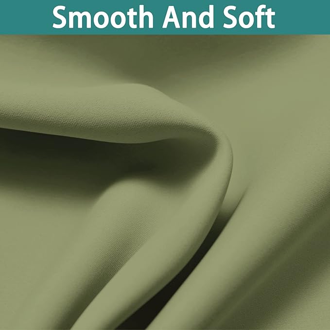 Yakamok Total Blackout Curtains, 2 Thick Layers Completely Blackout Thermal Insulated Drapes with Black Liner for Bedroom(52Wx84L, Sage, 2 Panels)