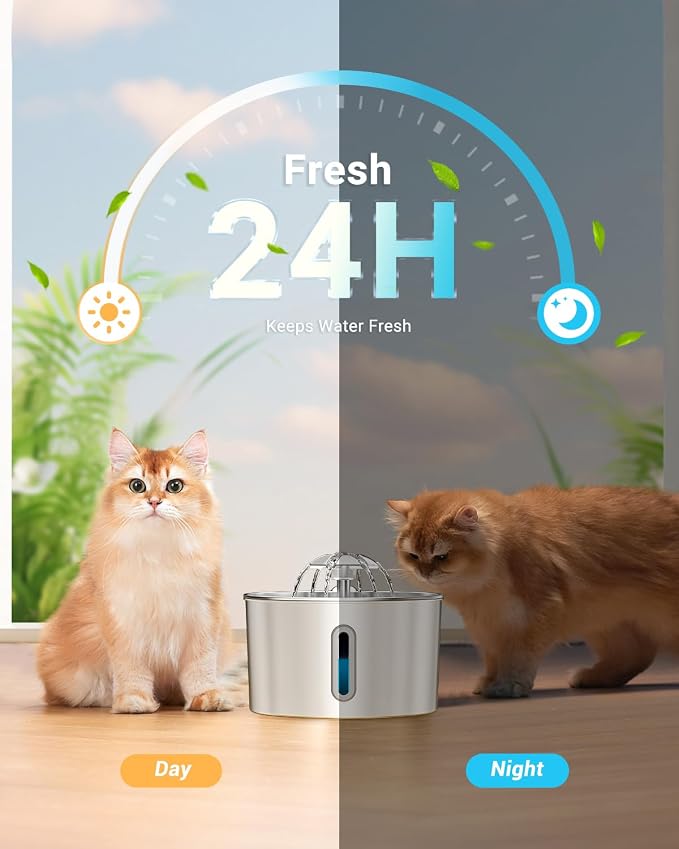 Cat Water Fountain Stainless Steel - 74oz/2.2L Automatic Large Pet Watering - Image 5