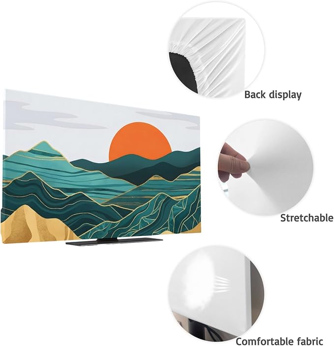 Abstract Mountain Range Sun Indoor TV Cover, Elastic TV Screen Protector - Image 7