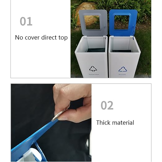 GLigeT Outdoor Trash can White Combined Trash Can Large-Capacity Square Sorting - Image 3