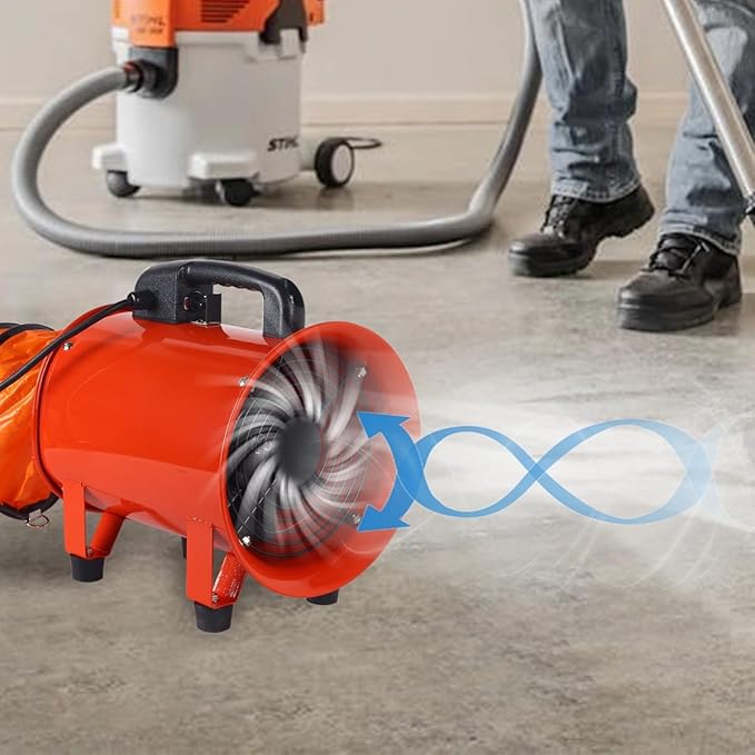 8 In Portable Exhaust Fan with Hose, 1070 CFM Industrial Fan | 230W Portable - Image 4