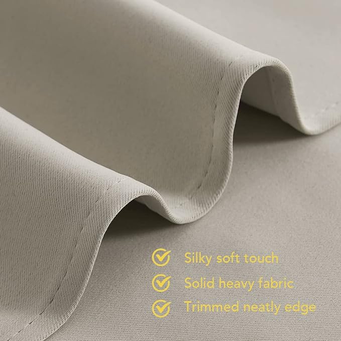 NICETOWN Blackout Curtains for Bedroom, Natural, 34 inches by 70 inches Long Curtains & Drapes for Living Room, Thermal Insulated Window Treatment Draperies for Nursery