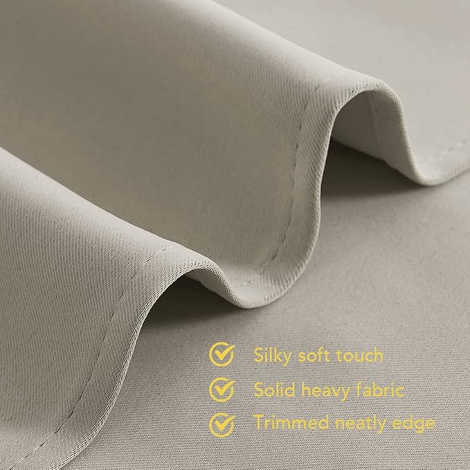 NICETOWN Blackout Curtain Valances for Kitchen, Basement Window Vlances Privacy Decorative Grommet Thermal Insulated Short Bathroom Curtains for Small Window, 42" W x 36" L, 2 Panels, Natural