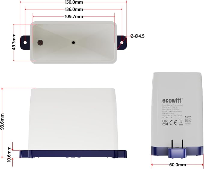 ECOWITT WN1700 Rain Gauge Kit, Includes WN20 Wireless Rain Gauge Sensor and - Image 4