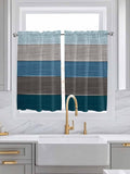 Retro Farm Blue Gray Wood Grain Window Valance Curtains, Rustic Wooden Plank by IDOWMAT
