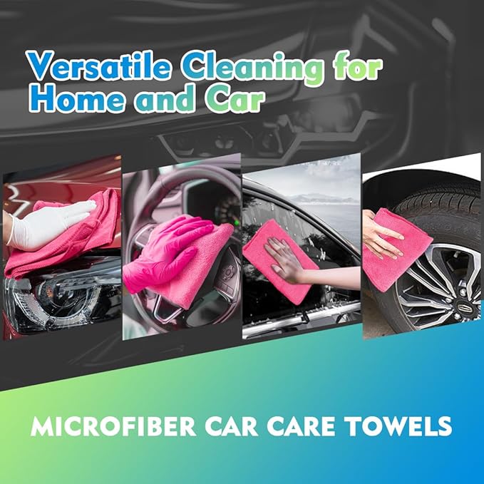 HOMEXCEL Pink Microfiber Cleaning Cloth 12 Pack, 12.5 x 12.5 inch Microfiber - Image 4