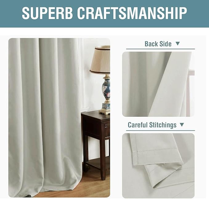 H.VERSAILTEX Blackout Curtain for Living Room Thermal Insulated Window Treatment Curtain Extra Long 108 inch Length Energy Saving Solid Grommet Blackout Drape, One Panel, Pale Oak, 52" W x 108" L