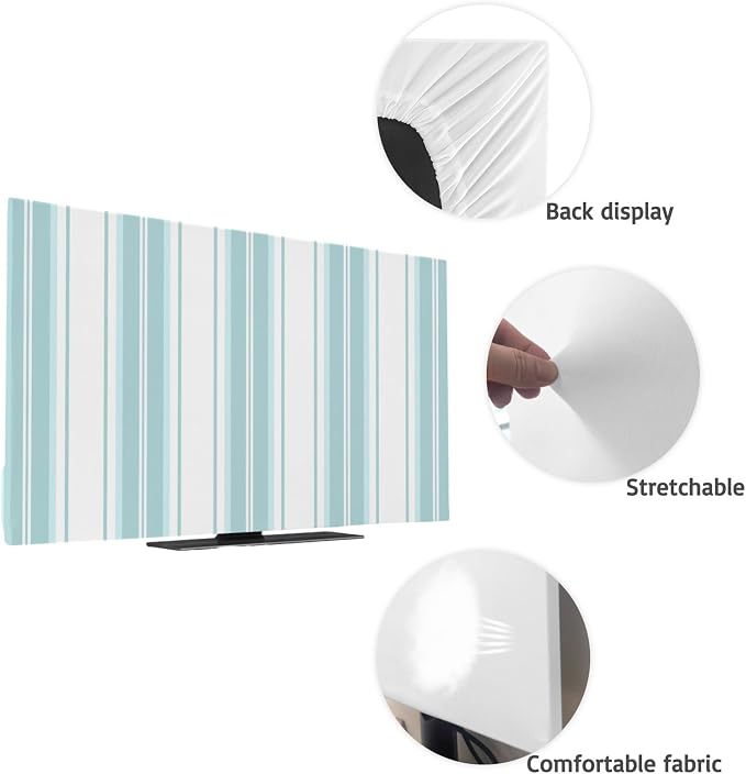 Minimalist Light-Blue Stripes Indoor TV Cover, Elastic TV Screen Protector - Image 7