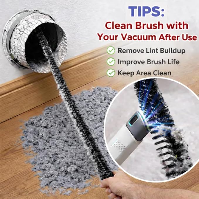 Dryer Vent Cleaner Kit: Flexible Extra Long Lint Brush & Refrigerator Coil Brush - Image 3