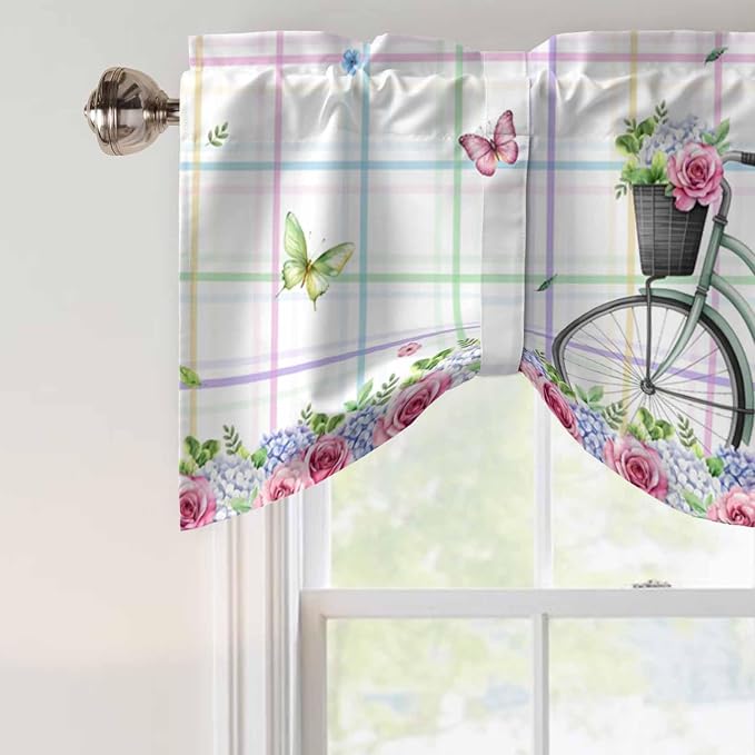 Spring Tie Up Valance Curtains for Windows, Kitchen Curtains Window Shades - Image 4