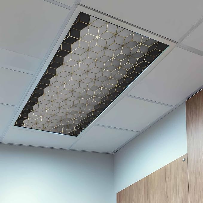 2x4 ft Fluorescent Light Cover for Ceiling Gray Mottled Gradient Geometric - Image 9