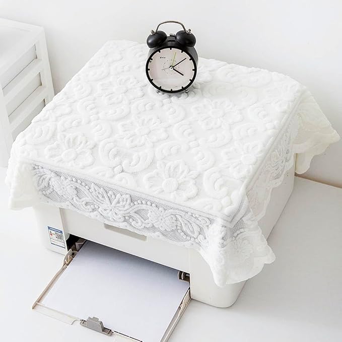 Vintage White Floral Lace Dust Cover - Image 2