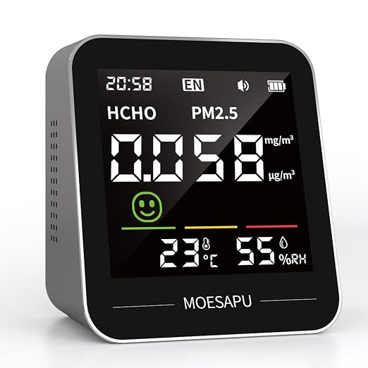4-in-1 Indoor Air Quality Monitor, HCHO PM2.5 Detector, Formaldehyde by MOESAPU
