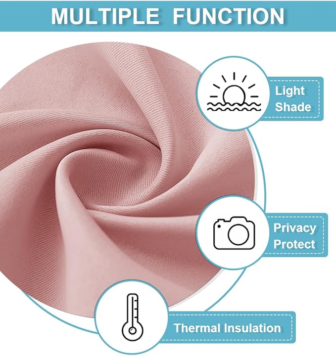 RYB HOME Blackout Curtains for Bedroom Living Room 63 inches Long, Thermal Insulated Privacy Rod Pocket Drapes for Nursery Office Home Theater, Width 42 by Length 63, Peach Blush, 2 Panels