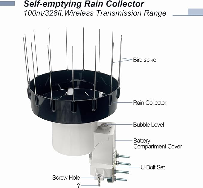 ECOWITT WH40BH Wireless Rain Gauge Outdoor Sensor, - Image 2