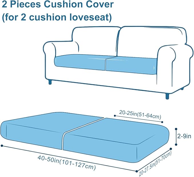 Smiry Printed Couch Cushion Covers, Stretch Soft Couch Covers for Sofa, Washable Non-Slip Sofa Slipcover Furniture Protector for Indoor and Outdoor (2 Pack, Green)