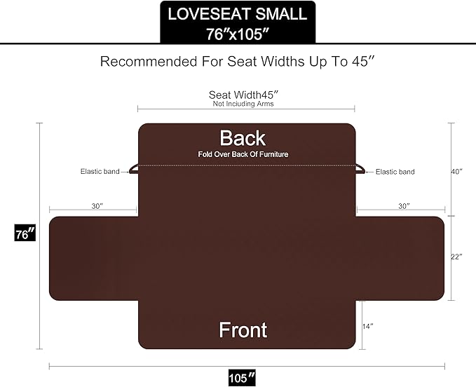 U-NICE HOME Loveseat Sofa Cover Reversible Couch Covers for 2 Cushion Couch for Dogs Furniture Protector Cover with Elastic Straps Water Resistant(Loveseat Small, Light Blue/Beige)
